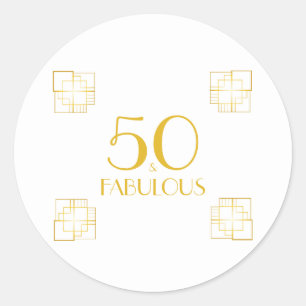 50 and Fabulous   Typography 50th Birthday Classic Round Sticker