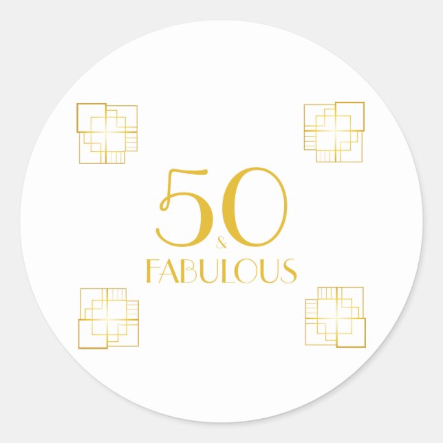 50 and Fabulous | Typography 50th Birthday Classic Round Sticker (Front)