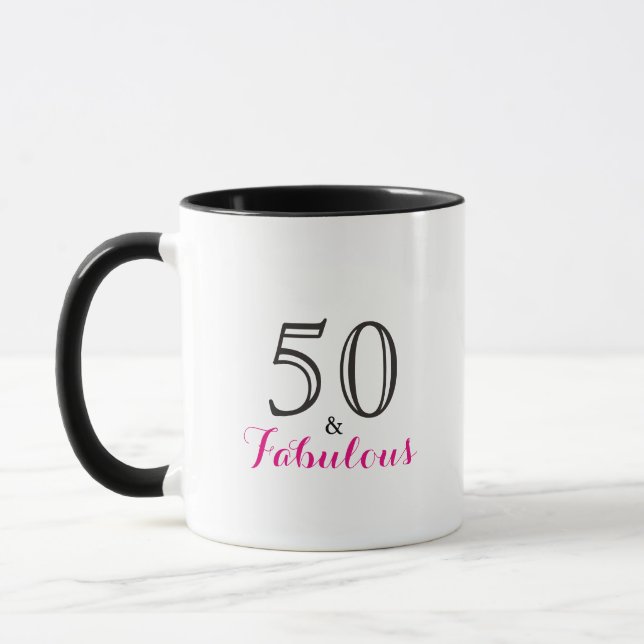 50 and Fabulous | Typography 50th Birthday Mug (Left)