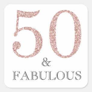 50 and Fabulous   Typography 50th Birthday Square Sticker