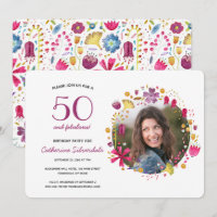 50 and Fabulous Watercolor Floral Birthday Party