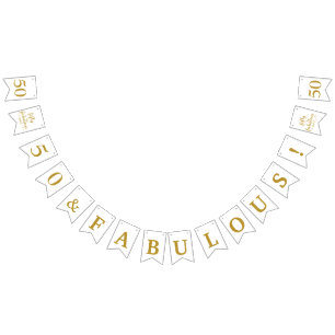 50 And Fabulous White Gold Bunting