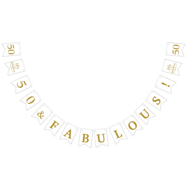 50 And Fabulous White Gold Bunting (All)