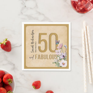 50 and Fabulous Wildflower Birthday Party Napkins