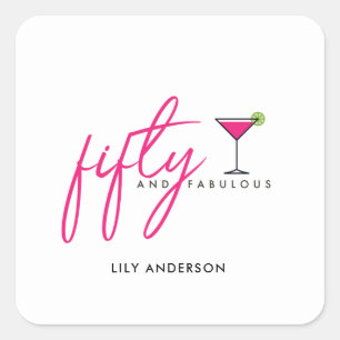50 and Fabulous Women's Birthday Party Square Sticker