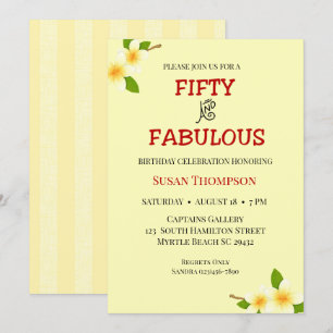 50 and Fabulous Yellow Stripe Invitation