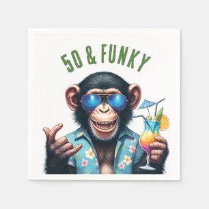 50 and Funky Summer Monkey 50th Birthday Napkin