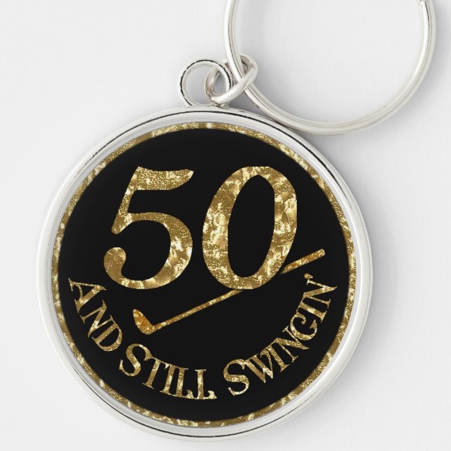 50 And Still Swingin' Golf Balls Key Ring (Front)