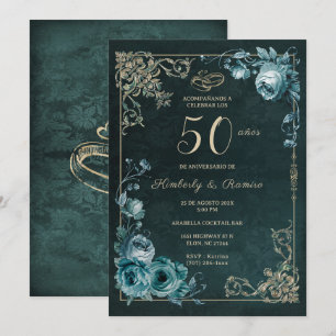 50 Aniversario Floral Vintage Invitation