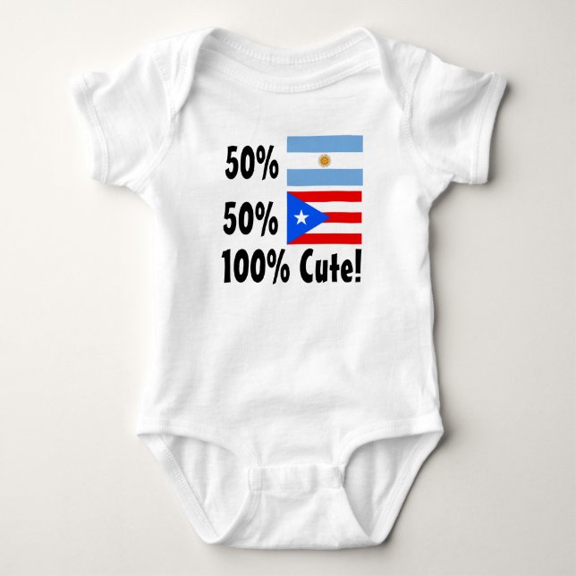 50% Argentinian 50% Puerto Rican 100% Cute Baby Bodysuit (Front)