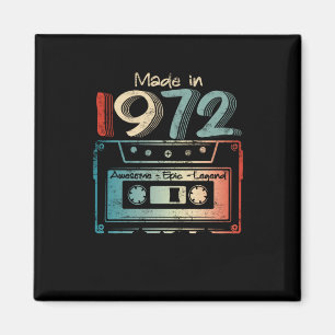 50 Birthday Gifts Year Old Made in 1972 Cassette Magnet