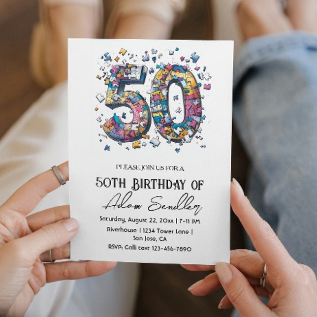 50 birthday party I puzzle illustration  Invitation (Creator Uploaded)