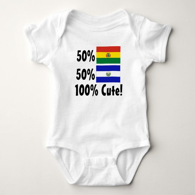 50% Bolivian 50% Salvadorian 100% Cute Baby Bodysuit (Front)