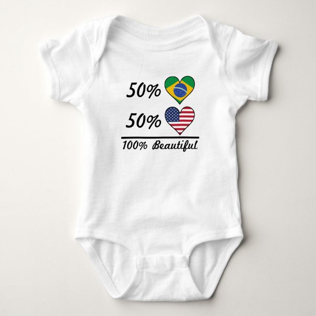 50% Brazilian 50% American 100% Beautiful Baby Bodysuit (Front)