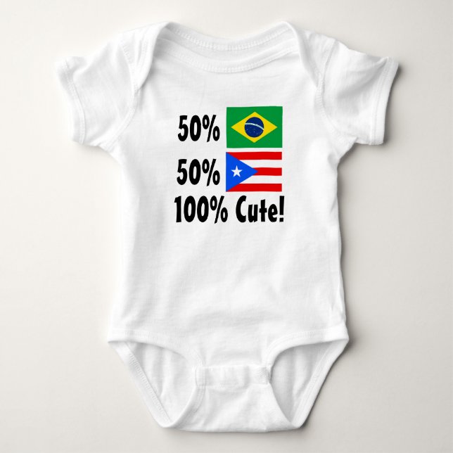 50% Brazilian 50% Puertorican 100% Cute Baby Bodysuit (Front)