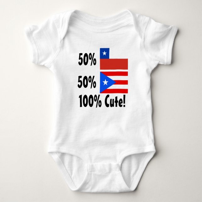 50% Chilean 50% Puerto Rican 100% Cute Baby Bodysuit (Front)