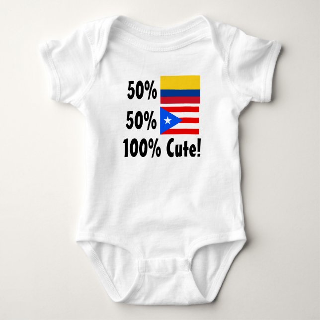 50% Colombian 50% Puerto Rica 100% Cute Baby Bodysuit (Front)