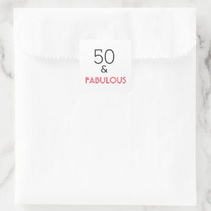 50 & Fab Birthday Square Sticker