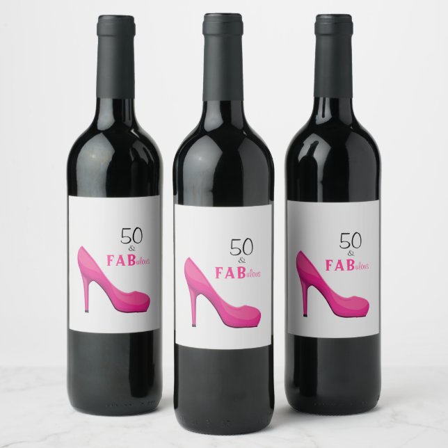 50 & Fab Birthday Wine Label (Bottles)
