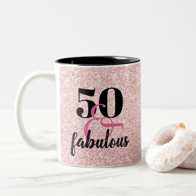 50 & Fabulous 50th Birthday Gift Mug (With Donut)