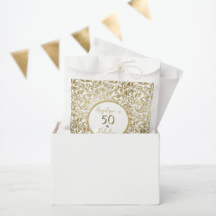50 & Fabulous 50th Birthday Gold Decorative Swirls Favour Bags