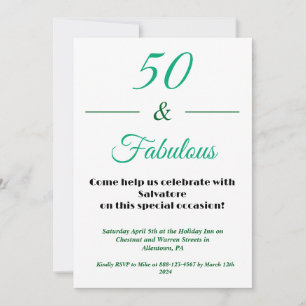  50 & Fabulous 50th  Birthday Invitation