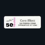 "50 & Fabulous" | 50th Birthday Party Invitation<br><div class="desc">This fun, modern typography birthday invitation return address label design for the fabulously fifty birthday girl features all the text details on the left with space for your name and mailing address on the right. The "50 & Fabulous" elements are rendered in black, white and hot pink. Each text detail...</div>