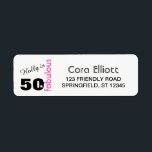 "50 & Fabulous" | 50th Birthday Party Invitation<br><div class="desc">This fun, modern typography birthday invitation return address label design for the fabulously fifty birthday girl features all the text details on the left with space for your name and mailing address on the right. The "50 & Fabulous" elements are rendered in black, white and hot pink. Each text detail...</div>