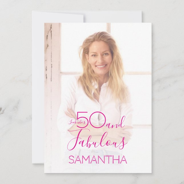 50 & Fabulous 50th Birthday Party Minimal Photo Invitation (Front)