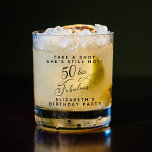 50 Fabulous 50th Birthday Party Whiskey Glass<br><div class="desc">50 & Fabulous - Toast to a Life Well Celebrated! Fun and chic 50th birthday party whiskey glass featuring "50 & Fabulous" in an elegant calligraphy script and "Take a Shot She's Still Hot" and her name in simple modern typography.</div>