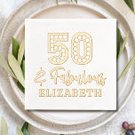 50 & Fabulous 50th Birthday Personalised Name Foil Napkins<br><div class="desc">50 & Fabulous 50th Birthday Personalised Name Real Foil Stamped Paper Napkins features the text "50 & Fabulous" with your personalised name below in modern calligraphy script typography. Perfect for fiftieth birthday parties. Created by Evco Studio www.zazzle.com/store/evcostudio</div>