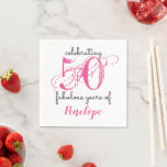 50 fabulous 50th Birthday pink Paper Napkins<br><div class="desc">Personalised celebrating 50 fabulous years in cool pink and black script typography.</div>