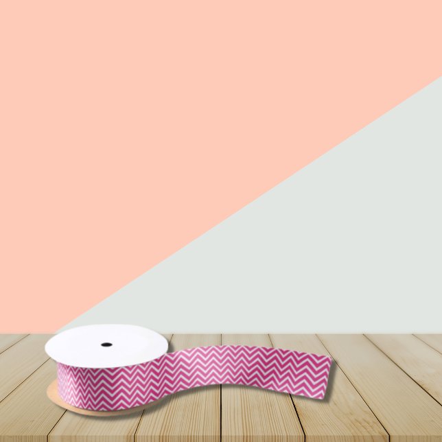 50 & Fabulous 50th Birthday Pink & White Chevrons Satin Ribbon (Creator Uploaded)