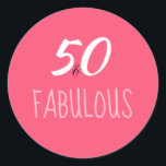 50 & Fabulous 50th Birthday Sticker<br><div class="desc">This bold bright "50 and Fabulous" 50th Birthday Sticker is makes a great detail on the back of an invitation envelope as a seal. Text and background colours can be modified in the editor.</div>