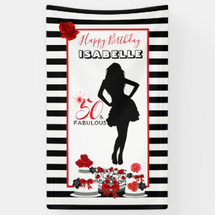 50 & FABULOUS 50th Birthday Stripes Party Banner