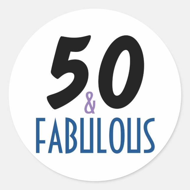 50 & Fabulous | 50th Birthday Typography Classic Round Sticker (Front)
