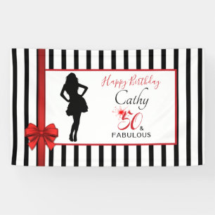 50 & FABULOUS Birthday Customisable with Stripes Banner