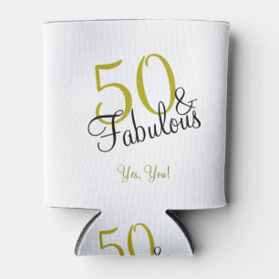 50 & Fabulous Birthday Elegant Gold Can Cooler