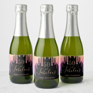 50 fabulous birthday glitter black sparkle sparkling wine label