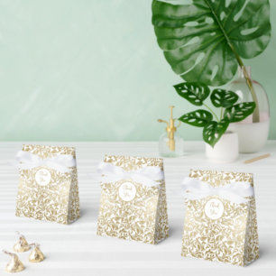 50 & Fabulous Birthday Golden Floral Swirls Favour Box