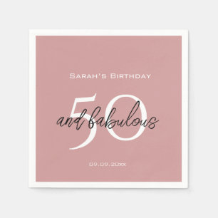 50 & Fabulous Birthday Modern Dusty Pink Girly  Napkin