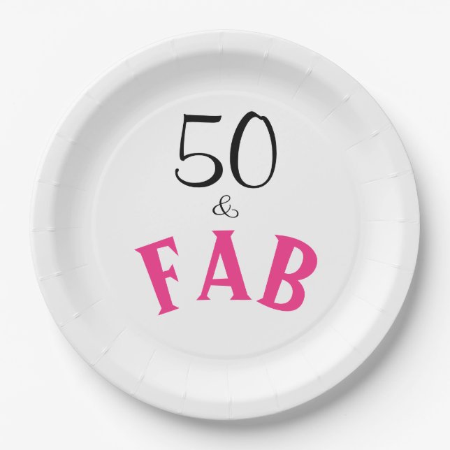 50 & Fabulous Birthday Paper Plate (Front)