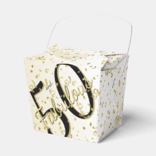 50 & Fabulous Birthday Party Black/Gold Message Favour Box