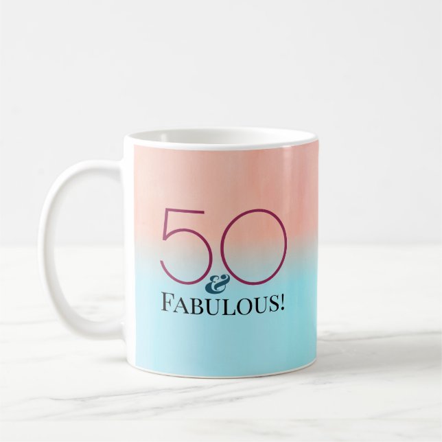 50 & Fabulous Birthday Party Commemorative Coffee Mug (Left)