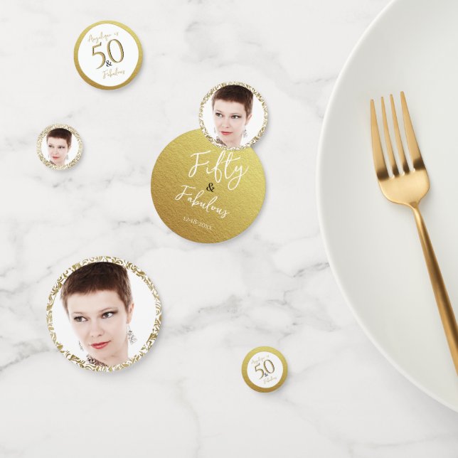 50 & Fabulous Birthday Party Décor Gold Leaves Confetti (Group)