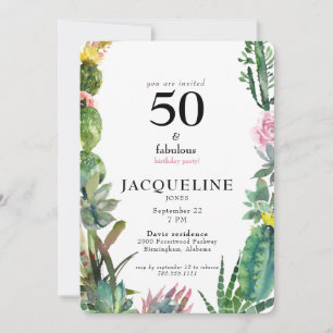 50 & Fabulous Birthday Party Invitation