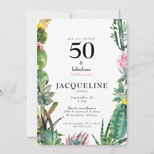 50  & Fabulous Birthday Party Invitation (Front)