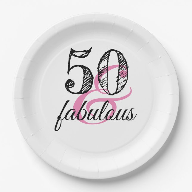 50 & Fabulous Birthday Party Paper Plate (Front)
