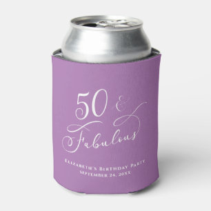 50 Fabulous Birthday Party Personalised Purple Can Cooler