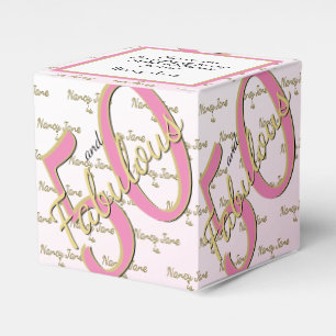 50 & Fabulous Birthday Party Pink/Gold Message Favour Box